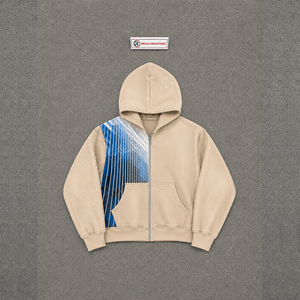 Sweat à capuche zippé oversize bleu beige brodé, 100% coton premium, streetwear, mode décontractée pour homme, vêtements d'hiver - Product Image 5