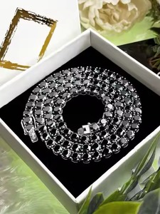 Trendy Moissanite Cuban Iced Out 925 <b>Silver</b> Hip hop <b>Men</b> VVS Black Diamond Cuban Link Chain <b>For</b> Unisex - Product Image 5