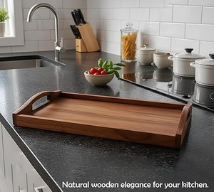 Plateau de service en bois avec motif découpé en relief, plateau décoratif polyvalent pour table à manger, cuisine, décoration intérieure - Product Image 4
