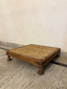 Table de lit traditionnelle indienne du Rajasthan en bois massif, faite à la main, écologique, durable, portable, chaise décorative pour enfants, usage domestique - Product Image 3