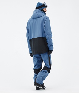 Combinaison de ski et snowboard unisexe imperméable, respirante, coupe-vent, avec fermeture éclair, grande taille, bleu acier/noir, isolée pour le snowboard et le ski - Product Image 4