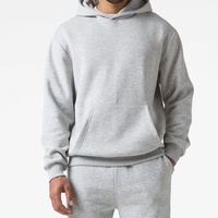 Sweat-shirt à capuche gris pour homme, coupe classique, en molleton de coton, pull décontracté avec poche avant, idéal pour l'automne
