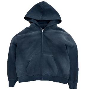 Sweat-shirt à capuche zippé surdimensionné pour homme, couleur unie, décontracté, pour l'automne, coupe classique, en coton - Product Image 2