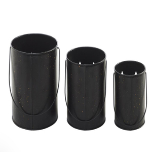 <b>Lantern</b> Bucket Hanging <b>Tealight</b> Holders Black Set of 3 Metal Halloween votive candle holder festival decor hanging votive - Product Image 5
