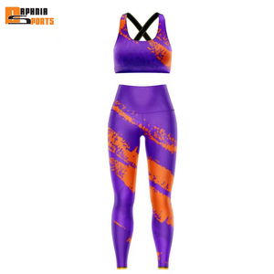 Conjunto de Yoga para Mujer al por Mayor con Logotipo Personalizado, 2 Piezas, Ropa Deportiva, Tallas Grandes, Impermeable, Transpirable, Ligero, Leggings Sublimados - Product Image 4