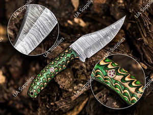 มีดเหล็กดามัสกัสแบบเต็มด้าม ขนาด 8 นิ้ว ปลายแหลม สำหรับตั้งแคมป์ ล่าสัตว์ และกิจกรรมกลางแจ้ง ราคาส่งที่ดีที่สุด รับผลิตแบบ OEM/ODM - Product Image 2