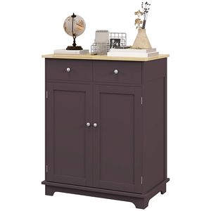 Farmhouse and Dining Versatile <b>Kitchen</b> Storage <b>Sideboard</b> Floor Cupboard with Solid Wood Top Adjustable Shelf and 2 Drawers - Product Image 1