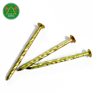 Clavo de Acero Chapado en Amarillo con Cabeza a Cuadros y Cuerpo Roscado para Construcción |   Clavos sueltos con revestimiento amarillo - Product Image 3