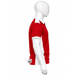 High Quality Mens Red <b>White</b> Color Blocked Zipper <b>Polo</b> <b>Shirts</b> Short Sleeves Turn Down Collar Casual Quick Dry Knitted Sportswear - Product Image 2