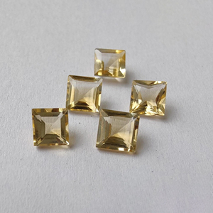 Citrine naturelle facettée, taille carrée, calibrée, pierre précieuse en gros - Product Image 5