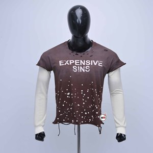 เสื้อยืดสตรีทแวร์แขนยาวแฟชั่นคนเมืองไซส์ใหญ่พิมพ์โลโก้ตามสั่ง คุณภาพสูง ระบายอากาศได้ดี ไซส์พลัส ดีไซน์แบบทำเก่าหลายชั้น สำหรับผู้ชาย - Product Image 1