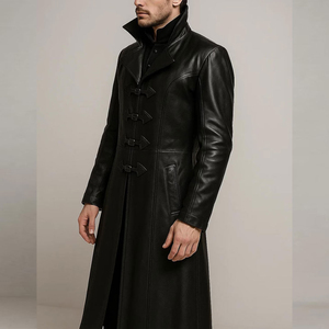 Black Gothic <b>Long</b> <b>Coat</b> PU Leather <b>Men</b>’s Trench <b>Coat</b> Halloween Costume - Product Image 6