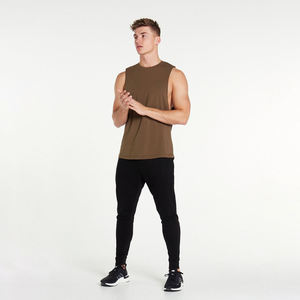 Débardeur en coton uni pour homme, col rond, sans manches, vêtements de sport décontractés, respirant, tricoté, veste athlétique - Product Image 1