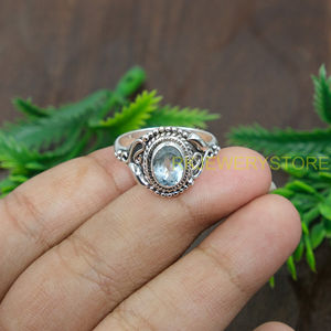 Anillo de Topacio Azul, Anillo de Plata de Ley 925, Anillo con Gema Azul, Anillo de Declaración, Anillo de Promesa, Joyería de Topacio Azul, Regalo para Mujer - Product Image 6