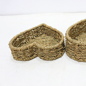 Ensemble de paniers de rangement multifonctionnels en jonc de mer écologiques faits à la main avec un design en forme de cœur mignon pour la décoration de la maison - Product Image 5