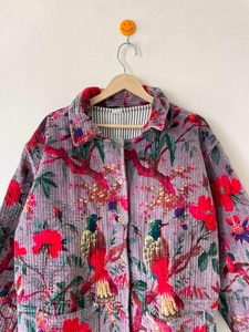 Animal Print Women's Quilted <b>Blazer</b> Full Sleeve Turn-down Collar Single Breasted Cotton Spring <b>Jacket</b> Pockets Reversible <b>Girls</b> - Product Image 5