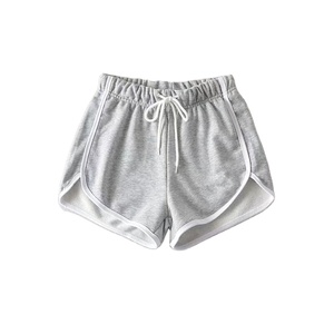 Shorts Casuales de Cintura Alta en Color Sólido con Cordón Ajustable, Cintura Elástica, Tejido de Punto, Spandex, Algodón Transpirable, Shorts para Mujer - Product Image 4