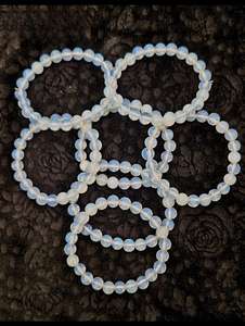 Opalite <b>Bracelet</b> Original Certified <b>Opal</b> Crystal Wristband Round Beads AAA+++ White <b>Opal</b> <b>Bracelet</b> Hand <b>Bracelet</b> Dudhiya Stone - Product Image 4