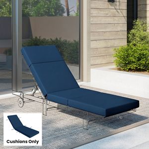 Cuscini Blu Navy 26 X 80 per Sdraio da Esterno con Lacci, 4 Cuscini Spessi per Chaise Longue da Patio - Product Image 2