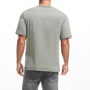 เสื้อยืดผู้ชายคุณภาพหรู 180 กรัม ผ้าฝ้าย 100% ทรงหลวม ลายเรียบ สไตล์ลำลอง ผ้าถักเนื้อนุ่ม ระบายอากาศได้ดี - Product Image 2