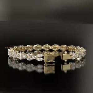 14k Yellow & White Gold Marquis Lab Grown Diamond Tennis Bracelet Fine Jewelry for Women & <b>Men</b> Lab Diamond <b>Bangle</b> - Product Image 5