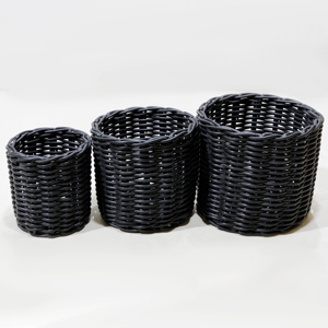 Round Black Wicker Basket <b>Liners</b> Set Reusable Indoor Storage PE Coated - Product Image 5