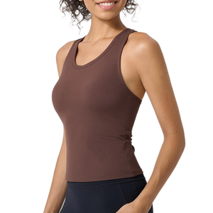 Camiseta Deportiva sin Mangas para Mujer, Ecológica, de Algodón y Spandex, Suave, Elástica, Transpirable, Ajustada, Informal, Venta al Por Mayor - Product Image 2