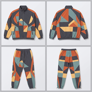 Ensemble de survêtement homme personnalisé avec logo, blocs de couleur, veste coupe-vent vintage et pantalon, 2 pièces, tenue de sport en nylon, pour la course, vente en gros OEM - Product Image 3