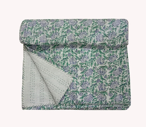 Couvre-lit matelassé en coton à motifs floraux classiques, brodé à la main, lavable en machine, pour toutes les saisons, décoration intérieure - Product Image 1
