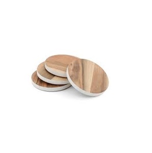 Ensemble de sous-verres ronds de luxe en marbre et bois, écologiques, avec logo personnalisé, pour tasses et verres, support de placement de table - Product Image 1