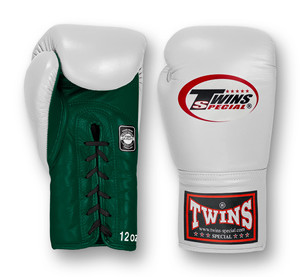 Twins Black And Green Leather Boxing Gloves 12oz Lace-Up For Adults Martial Arts Training - Product Image 4