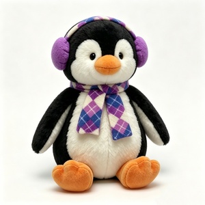 Peluche pingouin personnalisée avec cache-oreilles et écharpe violets, 31cm-50cm, super douce, pour enfants de 3 ans et plus - Product Image 5