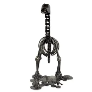Escultura de Esqueleto de Dinosaurio Brachiosaurus de Metal Negro Hecha a Mano, Decoración de Mesa con Fósil para el Hogar, la Oficina y la Habitación de los Niños - Product Image 3