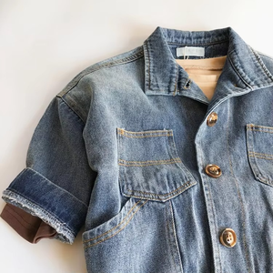 Custom Autumn Vintage Washing Kids Casual <b>Jacket</b> Boys Jeans Coats Little Boys Girls Denim Outerwear Coat - Product Image 1