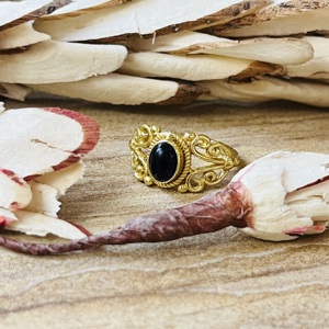 Fashionable High Demand Brass <b>Ring</b> Black Onyx Filigree Texture <b>Ring</b> Gold Plated Vintage Style Tribal <b>Statement</b> Wholesale <b>Ring</b> - Product Image 5