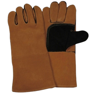 ถุงมือหนังวัวแท้คุณภาพสูง ป้องกันการสั่นสะเทือน ป้องกันการลื่น พร้อมข้อมือเสริมความแข็งแรง สำหรับงานอุตสาหกรรมและก่อสร้าง - Product Image 4