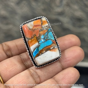Rectangular Shape Original Oyster <b>Turquoise</b> 925 Sterling Silver Gemstone Fine <b>Ring</b> for Women's Trending Wedding Accessories - Product Image 2