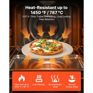 Grande Pietra per Pizza in Cordierite da 15 Pollici con Raschietto in Metallo da 0,67 Pollici, Resistente al Calore fino a 1450 Fahrenheit, Utensili per Pizza - Product Image 3