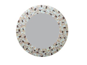 Atractivo espejo de pared con incrustaciones de hueso negro y nácar, mosaico de espejos de Crescent Crafts. - Product Image 3