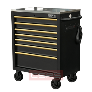 Wholesale 76cm 7 <b>Drawer</b> Mobile Tool Cabinet Matte Black Powder Coated Steel Wooden Top for Garage <b>Workshop</b> - Product Image 1