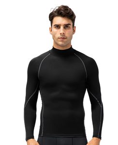 Men Running Compression Shirt MMA Rash Guard Turtle Neck <b>Long</b> <b>Sleeve</b> Athletic <b>Base</b> <b>Layer</b> Rash Guard For Gym Training Cycling Top - Product Image 2