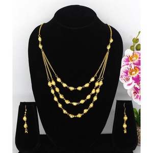 Parure de bijoux collier avec boucles d'oreilles en laiton pur plaqué or haute qualité Émirats arabes unis Dubaï Parure de collier collier design Parure de bijoux - Product Image 1