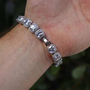 Luxury Round Cut Halo VVS Moissanite Tennis Bracelet <b>Silver</b> Iced Out Bracelet <b>for</b> Women <b>Men</b> Custom Jewelry - Product Image 2