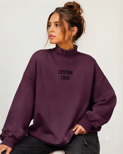Sudadera Oversize de Cuello Alto para Mujer, de Algodón y Felpa, Marca Premium, Ropa Urbana Esencial - Product Image 1
