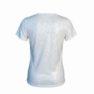 เสื้อยืดแขนสั้นสีเทาประดับเลื่อมสำหรับผู้หญิง ลายแจ็คแอนด์จิล แฟมิลี่  แบบสั่งทำพิเศษ  ตกแต่งด้วยเลื่อมสไตล์กรีก  เสื้อผ้าแฟชั่นลำลอง - Product Image 2