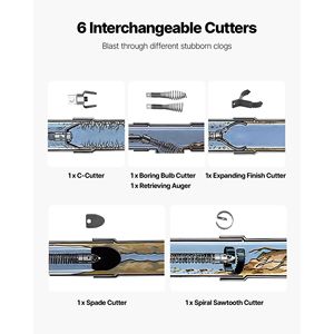 Máquina manual ajustable de 75 pies x 1/2 pulgada para limpieza de desagües con ruedas de serpiente para limpieza de alcantarillado - Product Image 6