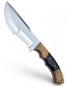 Couteau utilitaire recurvé artisanal en acier inoxydable avec manche en bois d'olivier et ébène noir - Product Image 4