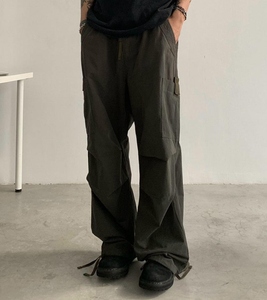 Pantalon cargo évasé décontracté vintage 2025 pour homme, avec fermeture éclair, démontable, à boutons, en laine peignée, service OEM - Product Image 6