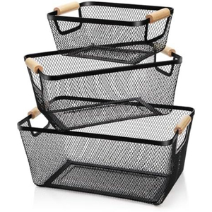 Stylish Round Metal <b>Wire</b> <b>Storage</b> <b>Basket</b> With Premium Leather Handles Home Decor Organizer For Kitchen Pantry Bathroom Use - Product Image 6