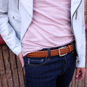 Cinturón de Cuero Genuino Reversible Marrón Cognac de 3.5cm de Ancho con Hebilla de Acero, Ajuste Personalizado, Casual, Formal, Impermeable y Ecológico - Product Image 4